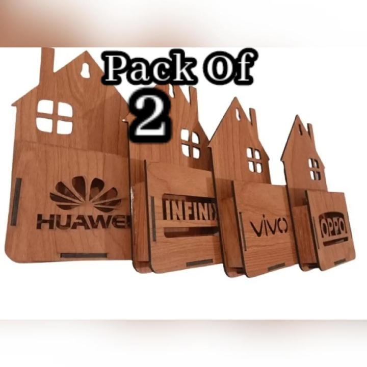 Pack of 2 Mobile Holder Wooden Wall Holder