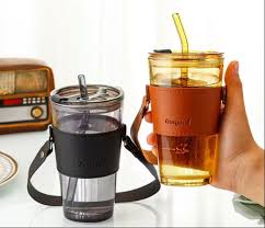 450ml Glass Tumbler with Straw.
