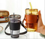 450ml Glass Tumbler with Straw.