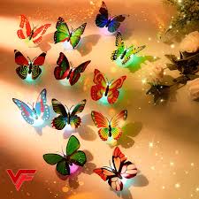 Pack of 6 - Glow In The Dark Led 3D Butterfly  Wall Stickers