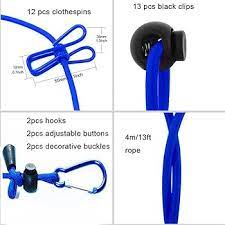 Portable Clothesline with 12pcs Clips, Retractable Elastic  Rope