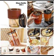 450ml Glass Tumbler with Straw.