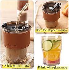 450ml Glass Tumbler with Straw.