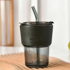 450ml Glass Tumbler with Straw.