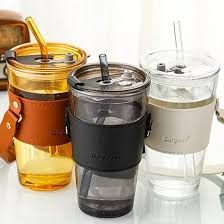 450ml Glass Tumbler with Straw.