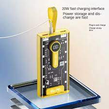 Transparent Power Bank LED Indicator/20000mAh Fast Charger.
